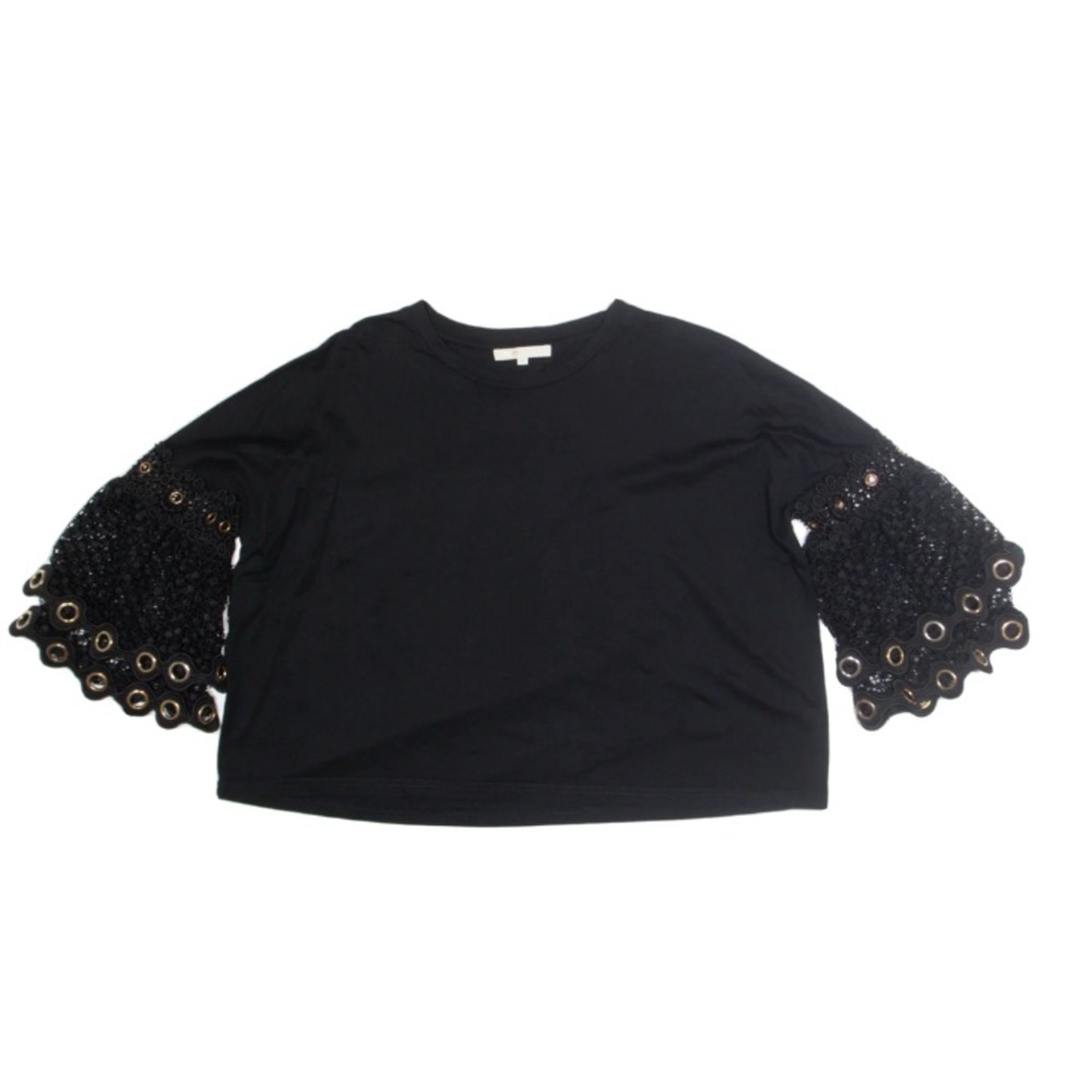 Black maje lace bell sleeve top nwot